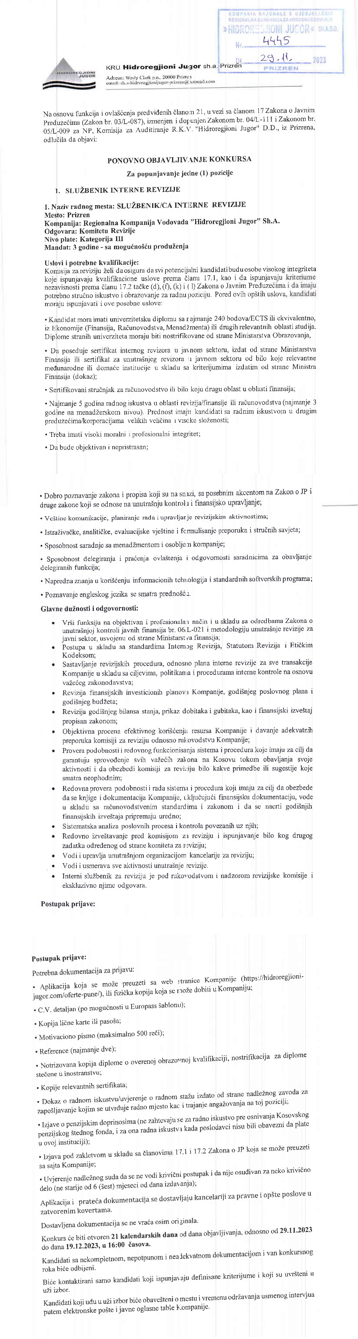 Sluzbenik Interne Revizije